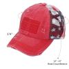 imageCC Womens CrissCross Ponytail Baseball Cap  Embroidered Cotton Front American Flag Mesh Back Adjustable VelcroRed