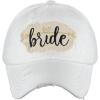 imageCC Womens Distressed Vintage Embroidered Patched Bridal Shower Baseball CapBrideWhite
