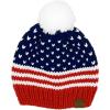 imageCC American Beanie with Iceland Wool Pom for Women Unisex Soft Warm with Iceland Pom Knit Winter Skully HatAmerican Flag