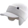 imageCC Beanie Strechy Snug Fit Soft Knit Hat with Visor Brim ampamp Ear Warmer FlapsIvory  Off White
