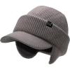 imageCC Beanie Strechy Snug Fit Soft Knit Hat with Visor Brim ampamp Ear Warmer FlapsLight Taupe