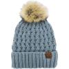 imageCC Beanie Womens Thick Cable Knit Faux Fuzzy Fur Pom Lattice Crossover Fleece Lined Skull Cap Cuff BeanieWinter Mint