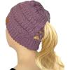 imageCC Beanie for Women Winter Hats Ponytail Hole Criss Cross Hat Messy Bun High Ponytail Knit CapViolet
