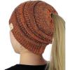 imageCC BeanieTail Cotton Blend All Season Daily Messy High Bun Ponytail Beanie HatConfetti Rust