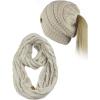 imageCC BeanieTail Messy High Bun Cable Knit Beanie and Infinity Loop Scarf SetBeige