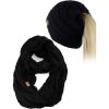 imageCC BeanieTail Messy High Bun Cable Knit Beanie and Infinity Loop Scarf SetBlack