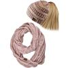 imageCC Colorful Confetti BeanieTail Messy High Bun Cable Knit Beanie and Infinity Loop Scarf SetIndi Pink