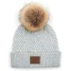 imageCC Diagonal Criss Cross Pattern Suede Patch Snuggly Soft Pom Cuff BeaniePastel Blue Mix