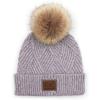 imageCC Diagonal Criss Cross Pattern Suede Patch Snuggly Soft Pom Cuff BeaniePeriwinkle Mix