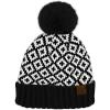 imageCC Diamond Pattern Fur Pom Beanie for Women Unisex  Acrylic Stretchable Soft Warm with Faux Fur Pom Knit Winter Skully HatBlack