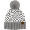 imageCC Diamond Pattern Fur Pom Beanie for Women Unisex  Acrylic Stretchable Soft Warm with Faux Fur Pom Knit Winter Skully HatGrey