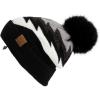 imageCC Exclusives Plush Yarn Pom Beanie hat with Daisy Pattern HAT2093HAT3001HAT4005HAT4009HAT4023Aztec Patternblack
