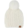 imageCC Faux Fur Pom Beanie for Women  Stretchable Soft Warm Knit Winter Skully Hat with Faux Fur PomIvory