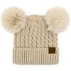 imageCC Hatsandscarf Exclusives Cable Knit Double Pom Winter Beanie HAT2055HAT23Beigecolor Natural Pom