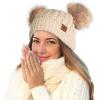 imageCC Hatsandscarf Exclusives Cable Knit Double Pom Winter Beanie HAT2055HAT23Beigenatural Pom