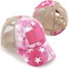 imageCC Kids CrissCross Elastic Band Distressed Star Print Pony Cap for Kids KIDSBT933Hot Pink