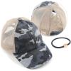 imageCC Kids CrissCross Elastic Band Ponytail Caps Messy Buns Trucker Plain Baseball Cap KIDSBT780Camoblue