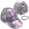 imageCC Kids CrissCross Elastic Band Ponytail Caps Messy Buns Trucker Plain Baseball Cap KIDSBT791Grey