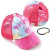imageCC Kids CrissCross Elastic Band Ponytail Caps Messy Buns Trucker Plain Baseball Cap KIDSBT791Hot Pink