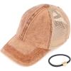 imageCC Kids CrissCross Elastic Band Stone Washed Denim Baseball Pony Cap for Kids KIDSBT1009Orange