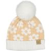 imageCC Kids Daisy Fur Pom Beanie for Boys Girls  Comfortable Soft Warm Children Youth Knit Skully Hat with Faux PomBeige