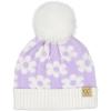 imageCC Kids Daisy Fur Pom Beanie for Boys Girls  Comfortable Soft Warm Children Youth Knit Skully Hat with Faux PomLavender