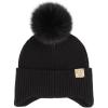 imageCC Kids Ear Flap Fur Pom Beanie for Boys Girls  Comfortable Soft Warm Children Youth Knit Skully Hat with Faux Fur PomBlack