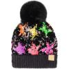 imageCC Kids Sequin Fur Pom Beanie for Boys Girls  Comfortable Soft Warm Children Youth Knit Skully Hat with Faux Fur PomMulti Star 4