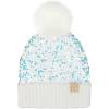 imageCC Kids Sequin Fur Pom Beanie for Boys Girls  Comfortable Soft Warm Children Youth Knit Skully Hat with Faux Fur PomWhite