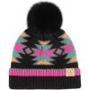 imageCC Kids Southwest Pattern Fur Pom Beanie for Boys Girls  Comfortable Soft Warm Children Youth Knit Skully Hat with Faux PomBlack Multi
