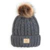 Cable Knit Faux Fur  Light Melange Gray