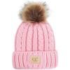 Cable Knit Faux Fur  Pale Pink