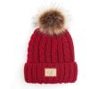 Cable Knit Faux Fur  Red