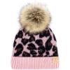 imageCC Kids Suede Patch Snuggly Soft Warm Knit Pom Cuff BeanieLeopard Print  Baby Pink