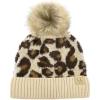 imageCC Kids Suede Patch Snuggly Soft Warm Knit Pom Cuff BeanieLeopard Print  Beige