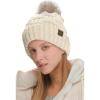 imageCC Knit Beanie Hat  Fuzzy Fleece Lined Warm Winter Hat for Women Soft Stretchy Slouchy Knit Cap Cold Weather BeanieBeige