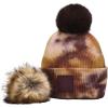 imageCC Knit Beanie with 2 Detachable Matching and Natural Poms  Soft Cuffed Winter Hat Warm Stretchy Skull CapTie Dye Antique Moss  Wild Ginger