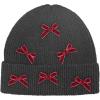 imageCC Knit Mini Velvet Bow Cuff Beanie for WomenBlackBurgundy