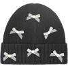 imageCC Knit Mini Velvet Bow Cuff Beanie for WomenBlackIvory