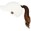 imageCC Messy Bun Ponytail Visor Brim Beanie Hat MB131 Ivory