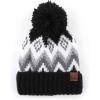 imageCC Multi Blend Pom Soft Fuzzy Lined Thick Knit Cuff Beanie HatAztec Black