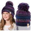 imageCC Multi Color Knit Children Beanie Skull Kids Hat with PomPurple Multi