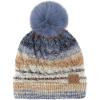 imageCC Multi Color Space Dye Wool Stretchable Soft Warm Pom Beanie with Faux Fur Pom Knit Winter Skully HatDenim Combo