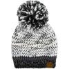 imageCC Multi Color Yarn Pom Beanie for Women Unisex  Acrylic Stretchable Soft Warm Knit Winter Skully Hat with Yarn PomBlack  Grey Mix