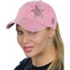 imageCC Ponycap Messy High Bun Ponytail Adjustable Glitter Star Distressed Baseball Cap HatLight Pink