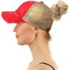 imageCC Ponytail Criss Cross Messy Buns Ponycaps Baseball Cap Dad Trucker Mesh Hat Distressed Red