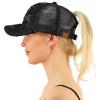 imageCC Ponytail Messy Buns Trucker Ponycaps Plain Baseball Visor Cap Dad Hat Denim Black