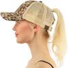imageCC Ponytail Messy Buns Trucker Ponycaps Plain Baseball Visor Cap Dad Hat Leopard