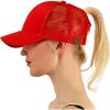 imageCC Ponytail Messy Buns Trucker Ponycaps Plain Baseball Visor Cap Dad Hat Red