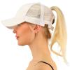imageCC Ponytail Messy Buns Trucker Ponycaps Plain Baseball Visor Cap Dad Hat White